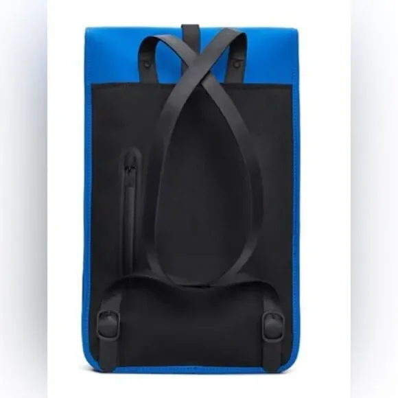 NWT RAINS Waterproof Backpack W3 - Color Blue Waves - Secure Buckle Closure